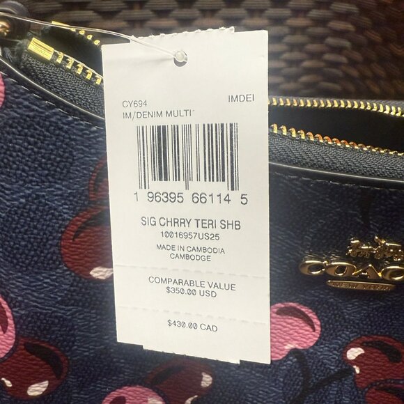 coach Teri Shoulder Bag In Signature Canvas With Cherry Print cy694 - Picture 7 of 7